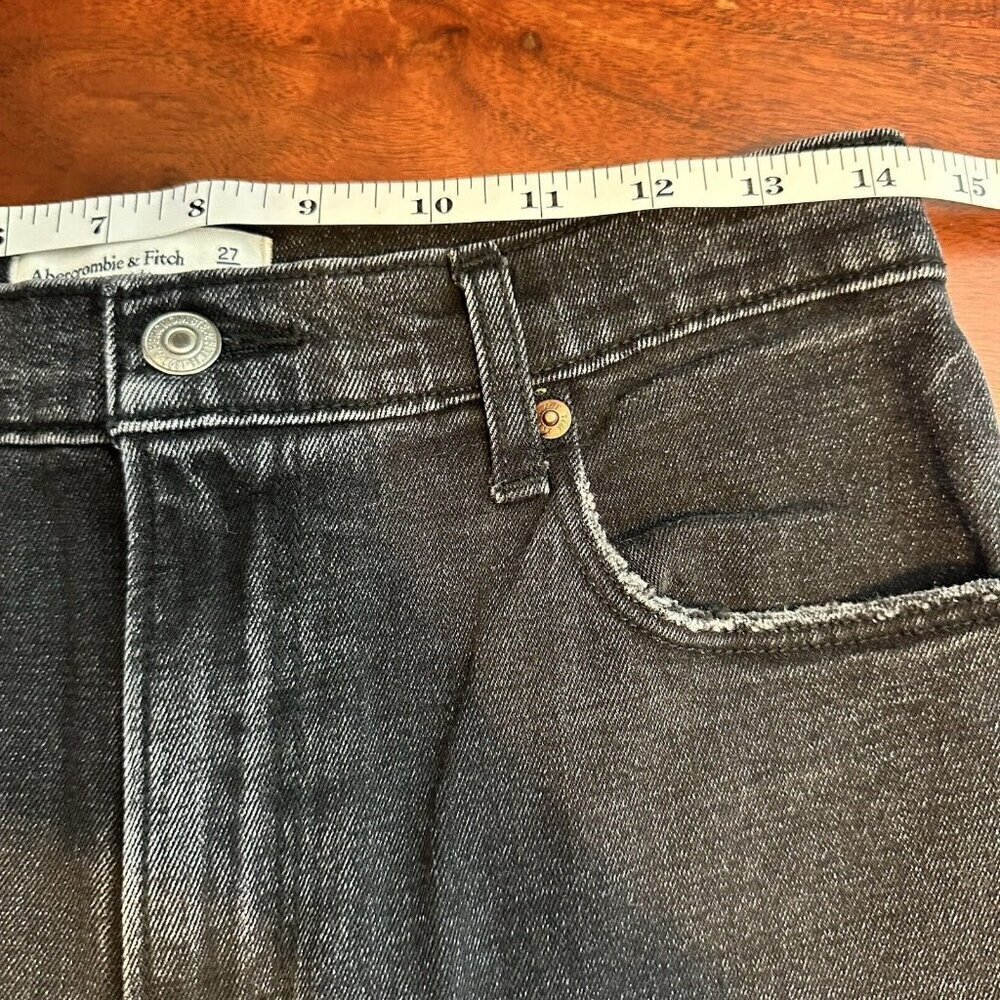 Abercrombie & Fitch Jeans 27/4S Black Ankle Straight Ultra High Rise Distressed - Picture 9 of 11